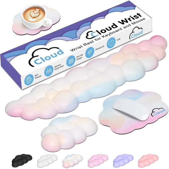 Cloud Wrist Rest Keyboard Palm with Non-Slip Base for Computer Gaming Rest, Arm Pad Rainbow