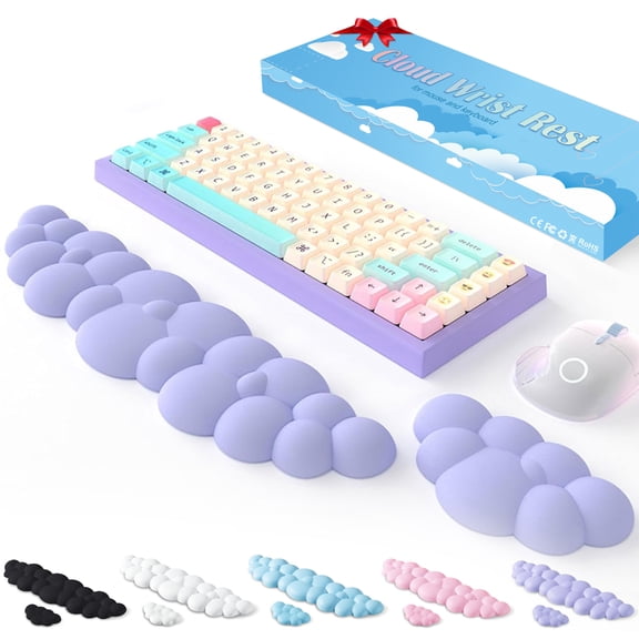 Qutool Keyboard and Mouse Wrist Rest Pad, Ergonomic Wrist Plam Cushion with Non-Slip Base, Purple