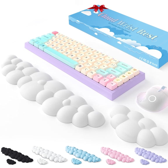 Qutool Keyboard and Mouse Wrist Rest Pad, Ergonomic Wrist Plam Cushion with Non-Slip Base, White