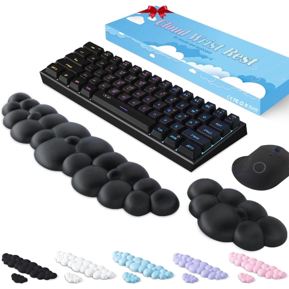 QUTOOL Ergonomic Memory Foam Keyboard Wrist Rest Pad, Wrist Plam Cushion , Non-Slip, Black