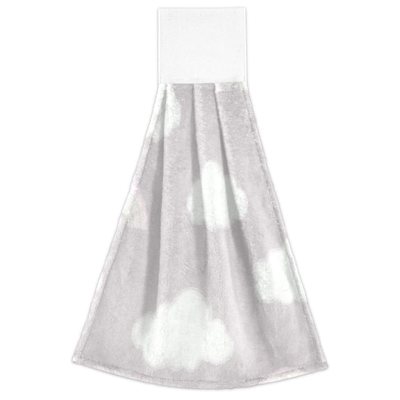 Cloud and Rainbow Pattern 2 Pack 14''x18'' Hand Towels Soft Coral Fleece Quick Dry Hook and Loop for Kitchen Bathroom