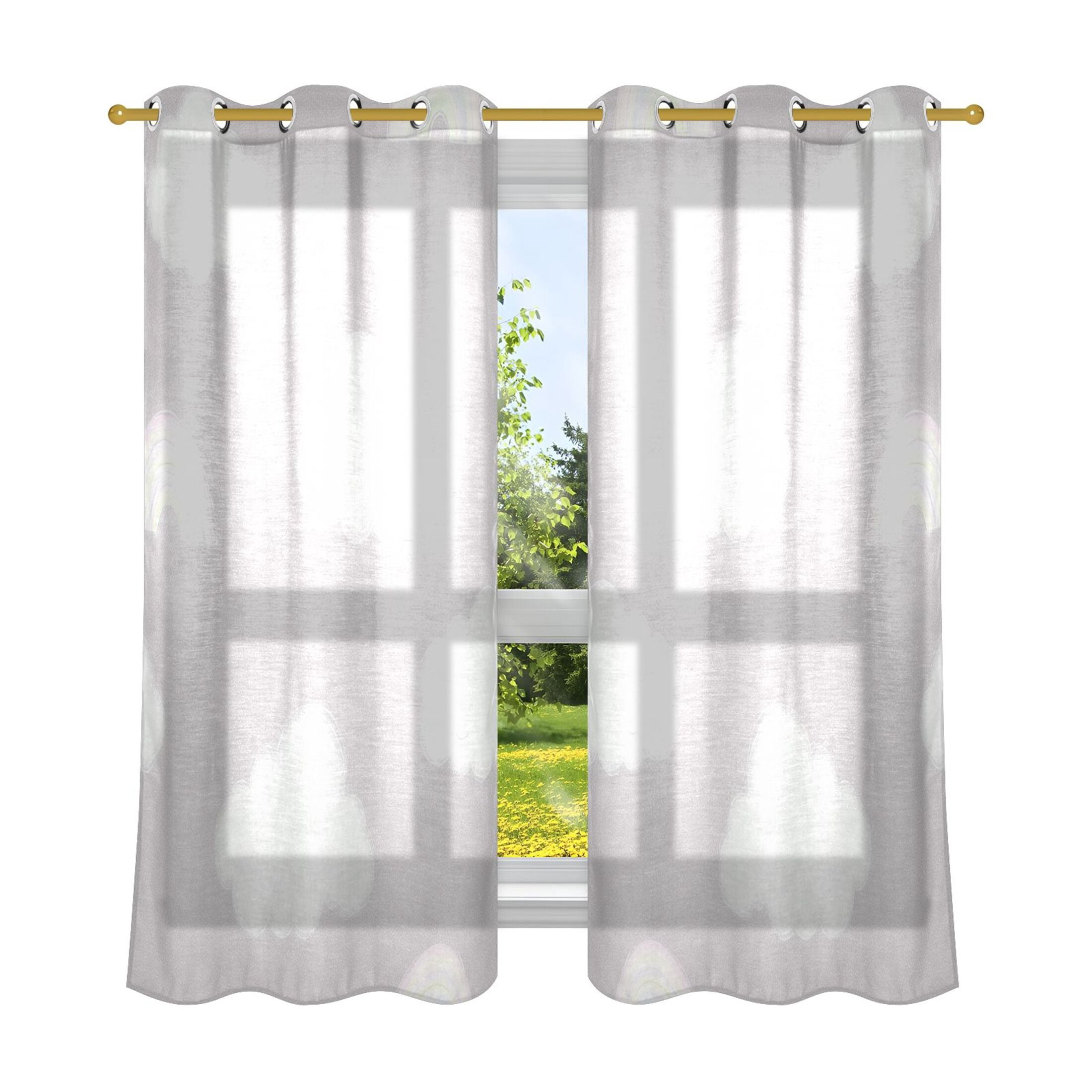 Cloud and Rainbow Pattern Breathable Sheer Curtains 63x42in Soft Light