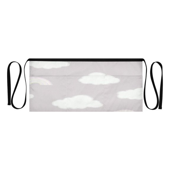 Cloud and Rainbow Pattern Multi Pocket Short Apron Waterproof, Adjustable 96.5in Belt for various occasions