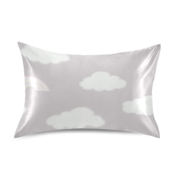 Cloud and Rainbow Pattern Queen Size Pillowcase Silky Smooth Finish Anti Wrinkle Design Easy Envelope Closure 20x30in