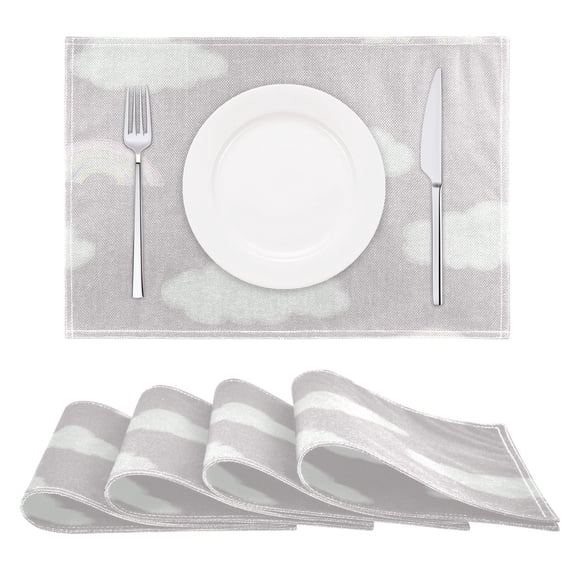 Cloud and Rainbow Pattern Reversible Placemat Non Slip Coffee Mat 18x12 Inch for Dining, Kitchen, Coffee