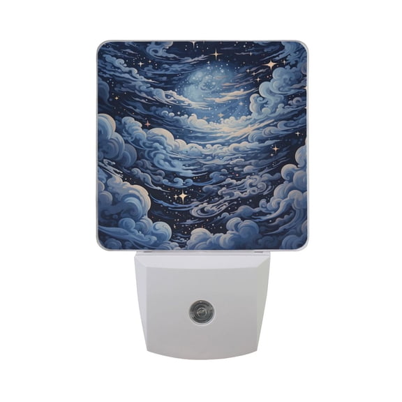 Cloud and Stars Night Light 2 Pack LED Nightlight Plug into Wall Dusk to Dawn Sensor Soft White
