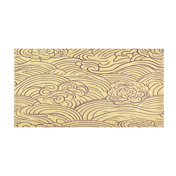 Cloud and Wave Pattern 39x20" Bath Mat Carpet, Absorbent and Non-Slip for Kitchen or Bathroom, Quick-Drying