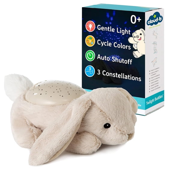 Cloud b Calming Nightlight Star Projector | Gentle Brightness | 3 Colors | 3 Constellations | Auto-Shutoff | Bunny