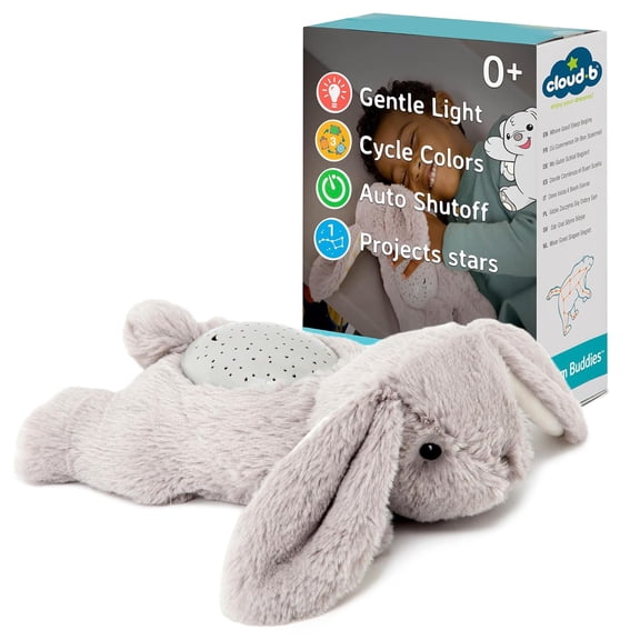 Cloud b Dream Buddies The Bunny - The Soothing Mini Baby Night Light Kids Love | Star Projector Sleep Aid with Gentle Lights and Auto Shut Off | Newborn Essentials Baby Toys