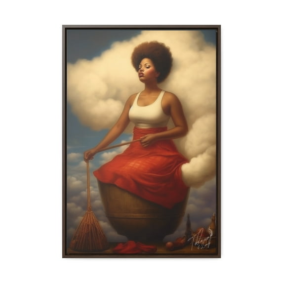 "Cloud of Serenity: African American Female Figure" - Framed Canvas Wrap