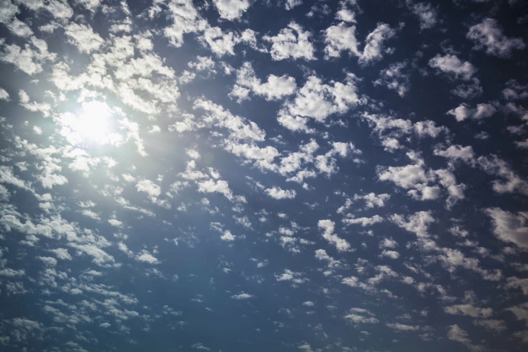 Cloud scattered in a blue sky with sunlight Israel Canvas Art - Reynold Mainse Design Pics (19 x 12)