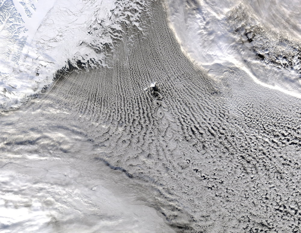 Cloud vortices off Jan Mayen Island Greenland Sea Canvas Art - Stocktrek Images (32 x 25)
