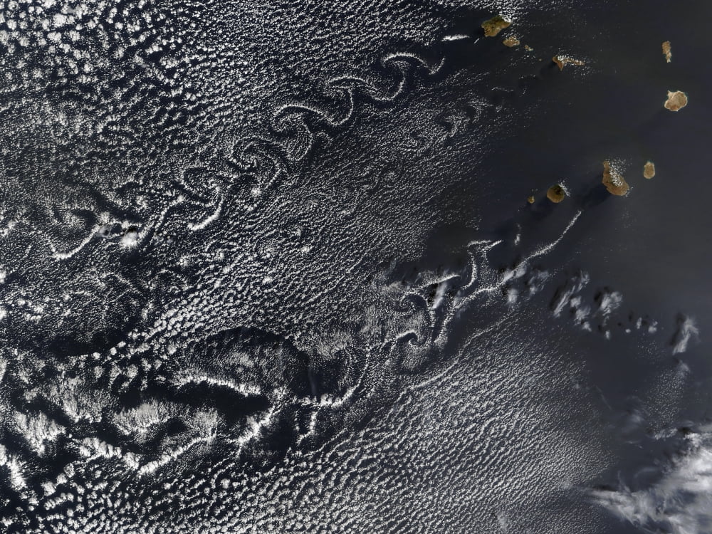 Cloud vortices over the Cape Verde islands Canvas Art - Stocktrek Images (32 x 24)