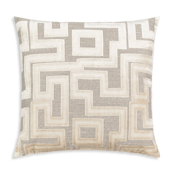 Cloud9 Design Asher Ivory Beige 22" x 22" - Geometric Velvet Jacquard Decorative Throw Pillow