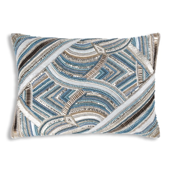 Cloud9 Design Islay Blue Velvet Pillow, 14"X20"