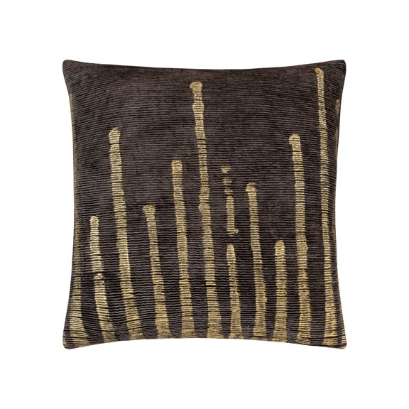 Cloud9 Design Adele 22" x 22" Charcoal Gold Pintucked Velvet Decorative Throw Pillow