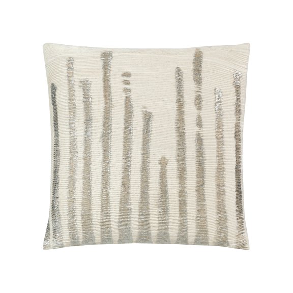 Cloud9 Design Adele 22" x 22" Ivory Silver Pintucked Velvet Decorative Throw Pillow