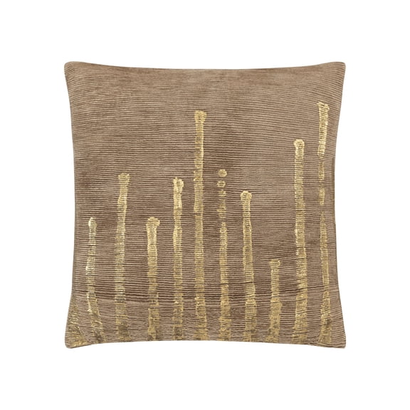 Cloud9 Design Adele 22" x 22" Stone Gold Pintucked Velvet Decorative Throw Pillow