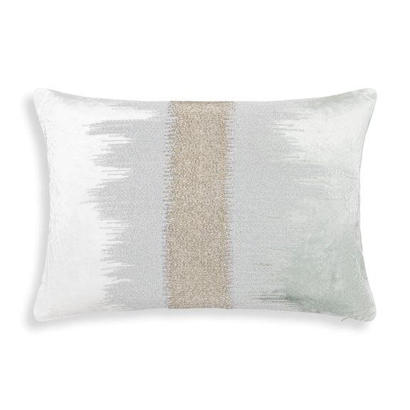 Cloud9 Design Mira Ivory Aqua Velvet Pillow, 20"X14"