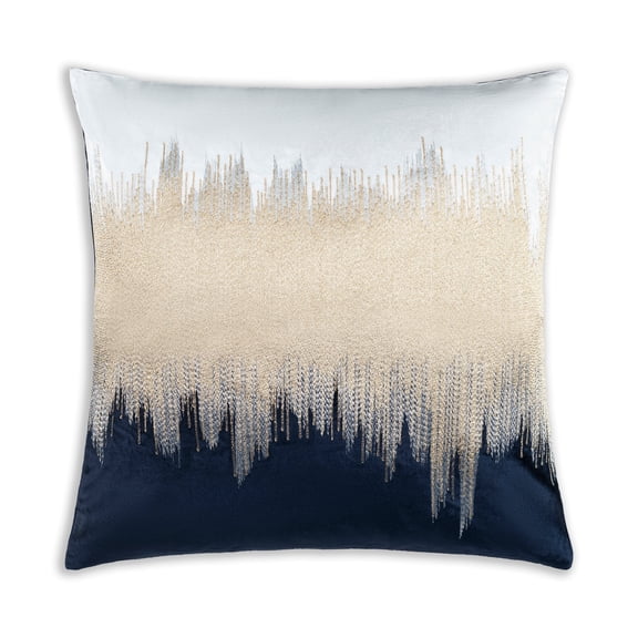 Cloud9 Design Mira Ivory Navy 22" x 22" Embroidered Velvet Decorative Pillow