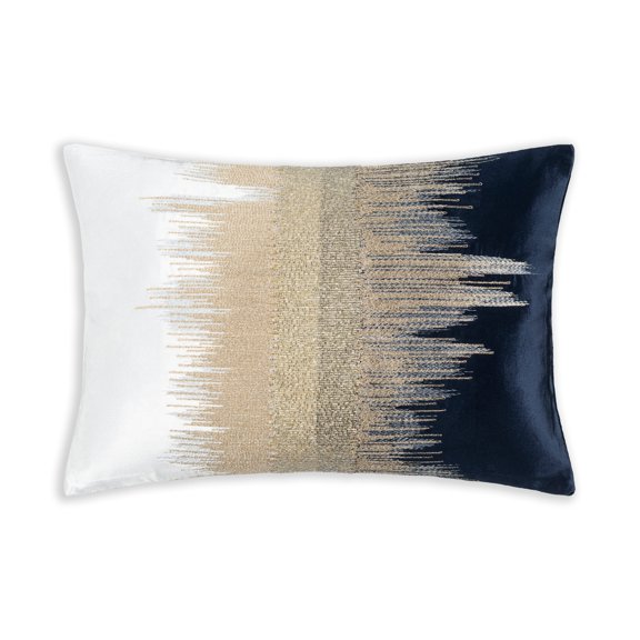 Cloud9 Design Mira Ivory Navy Velvet Pillow, 20"X14"