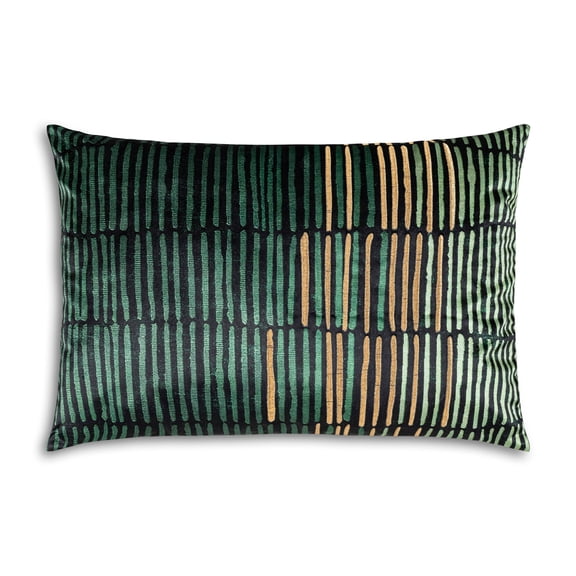 Cloud9 Design Mona Green Gold Lumbar Pillow, 20"X14"