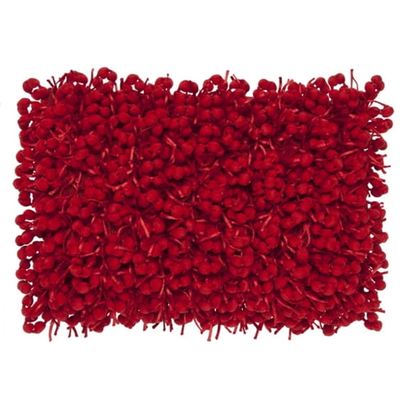 Cloud9 Design Pompom Red 20" x 14" Woven Cotton Decorative Pillow
