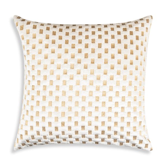 Cloud9 Design Verona Ivory Gold 22" x 22" Patterned Velvet Decorative Pillow