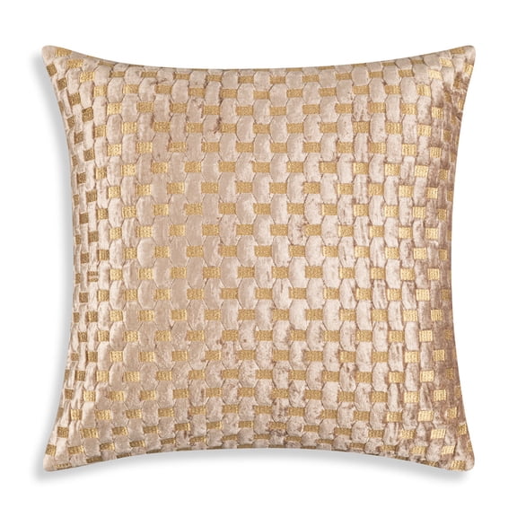 Cloud9 Design Verona Beige Gold 22" x 22" Patterned Velvet Decorative Pillow
