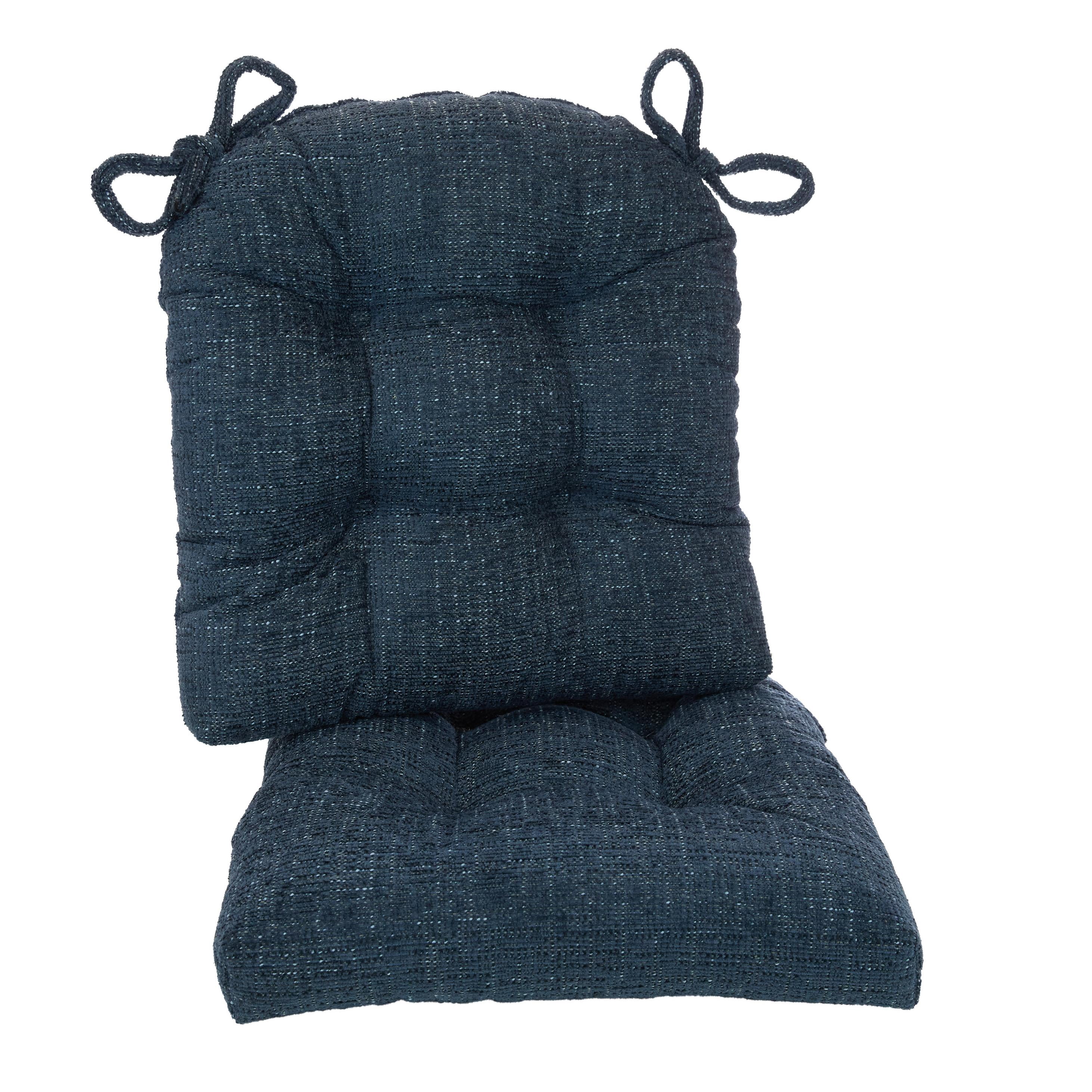 Klear Vu CloudFill Chair Cushions with Ties for Kitchen, Dining Chairs, Set of 2, Moondance Indigo