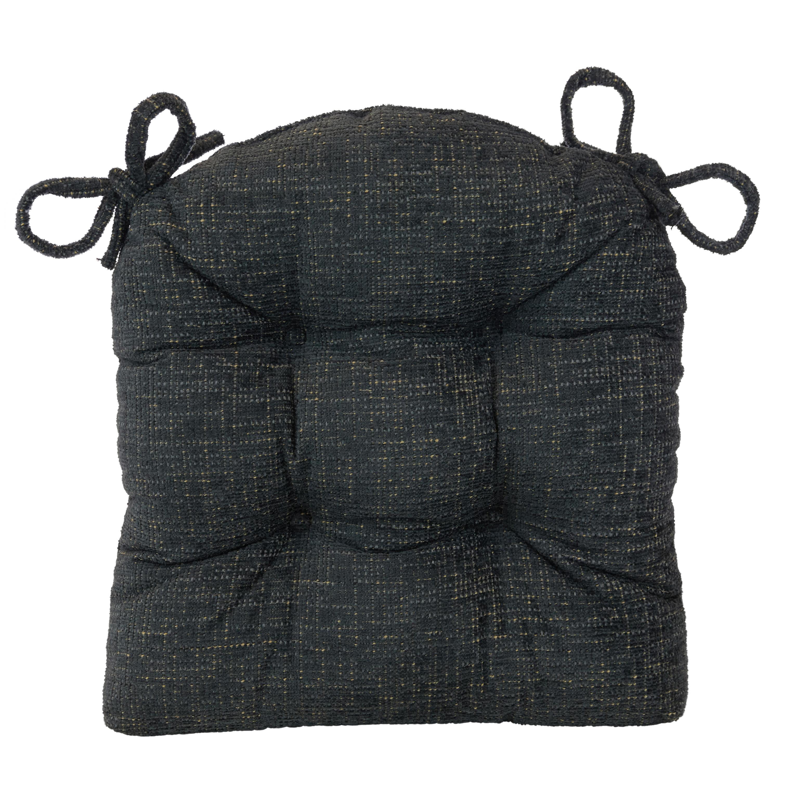 Klear Vu CloudFill Chair Cushions with Ties for Kitchen, Dining Chairs, Set of 2, Simone Charcoal