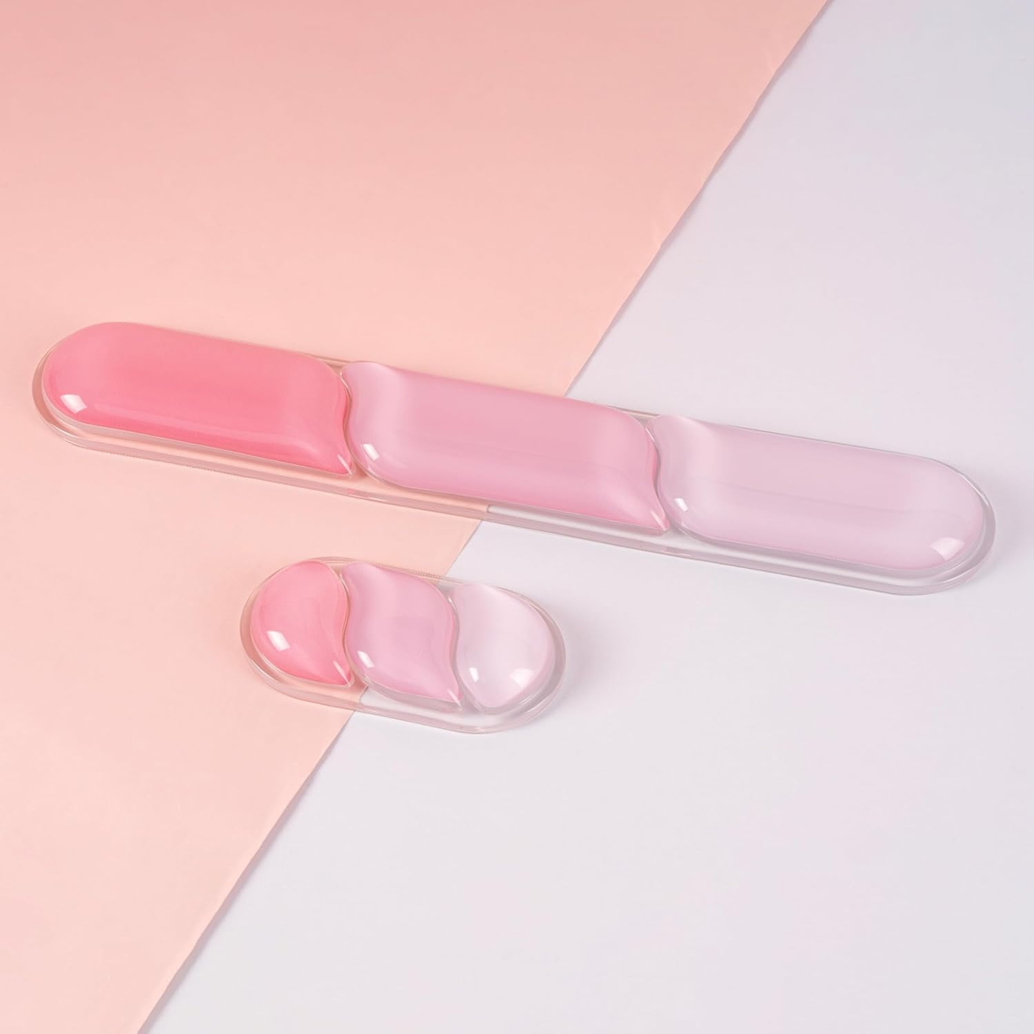 CloudGel Wrist Rest for Keyboard and Mouse, 2 Pieces Silicone Wrist Support, Anti-Slip Rubber Bottom, Ergonomic Design, Suitable for Office/Computer/Laptop/Gaming (Pink)