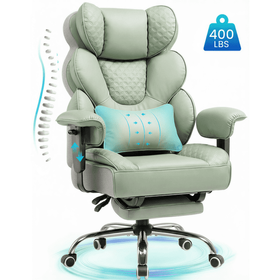 CloudRest Pro 400lbs Executive heavy duty office chair, High Back Ergonomic Computer Desk Chair with Lumbar Back Support,Green