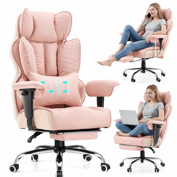 CloudRest Pro 400lbs Executive heavy duty office chair, High Back Ergonomic Computer Desk Chairwith Lumbar Back Support, Pink