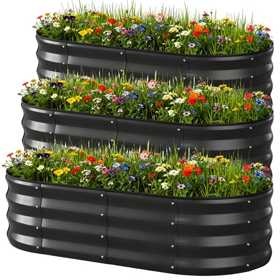 CloudRest Pro Raised Garden Bed, 47.2" × 24"× 11.8" Corrugated Metal Planter Box for Outdoor/Indoor Vegetable & Flower Growing