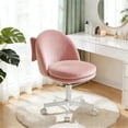 thumbnail image 1 of CloudRest Pro Vanity Chair with Back & Wheels, Adjustable Swivel Velvet Stool for Bedroom, Home Office, Pink, 1 of 10