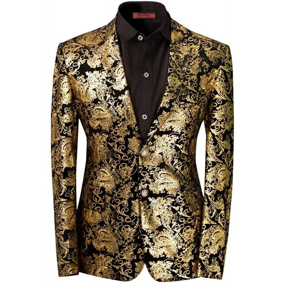 CloudStyle Men's Dress Floral Suit Notched Lapel Slim Fit Stylish Blazer Dress Suit
