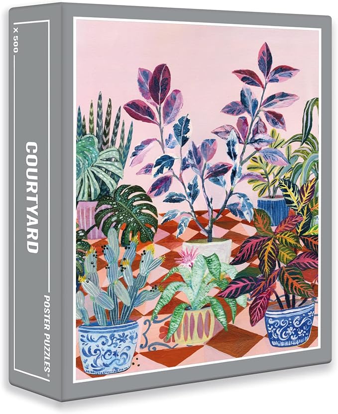 Cloudberries Courtyard 500-Piece Puzzle - Garden Theme With Houseplants & Vases, Premium Adult Jigsaw
