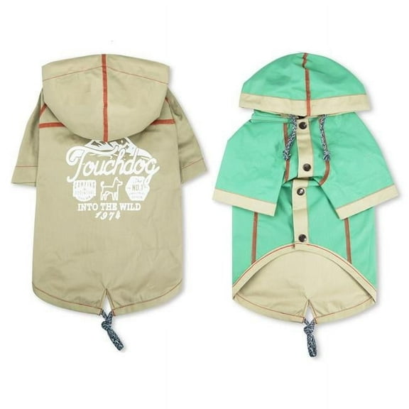 Cloudburst Waterproof Reversible Dog Raincoat - Khaki - Extra-Small