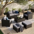 thumbnail image 1 of ClouddWell 4 Seat Outdoor Patio Furniture Set, Patio Conversation Sets with Thick Waterproof Cushions & Storage Coffee Table(Grey), 1 of 6