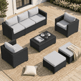 thumbnail image 1 of Clouddwell 5 Seats Patio Furniture Set with Storage Coffee Table, All Weather Wicker Rattan Patio Sectional Sofa Sets With Thickened Cushion and Waterproof Cover(Gray), 1 of 8