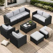 Clouddwell 7 Seats Patio Furniture Set with Storage Coffee Table, All Weather Wicker Rattan Patio Sectional Sofa Sets With Thickened Cushion and Waterproof Cover(Gray) deal from Walmart