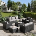 thumbnail image 1 of ClouddWell 7 Seat Outdoor Patio Furniture Set, Patio Conversation Sets with Thick Waterproof Cushions & Storage Coffee Table(Grey), 1 of 8