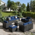 thumbnail image 1 of ClouddWell 7 Seat Outdoor Patio Furniture Set, Patio Conversation Sets with Thick Waterproof Cushions & Storage Coffee Table(Blue), 1 of 7