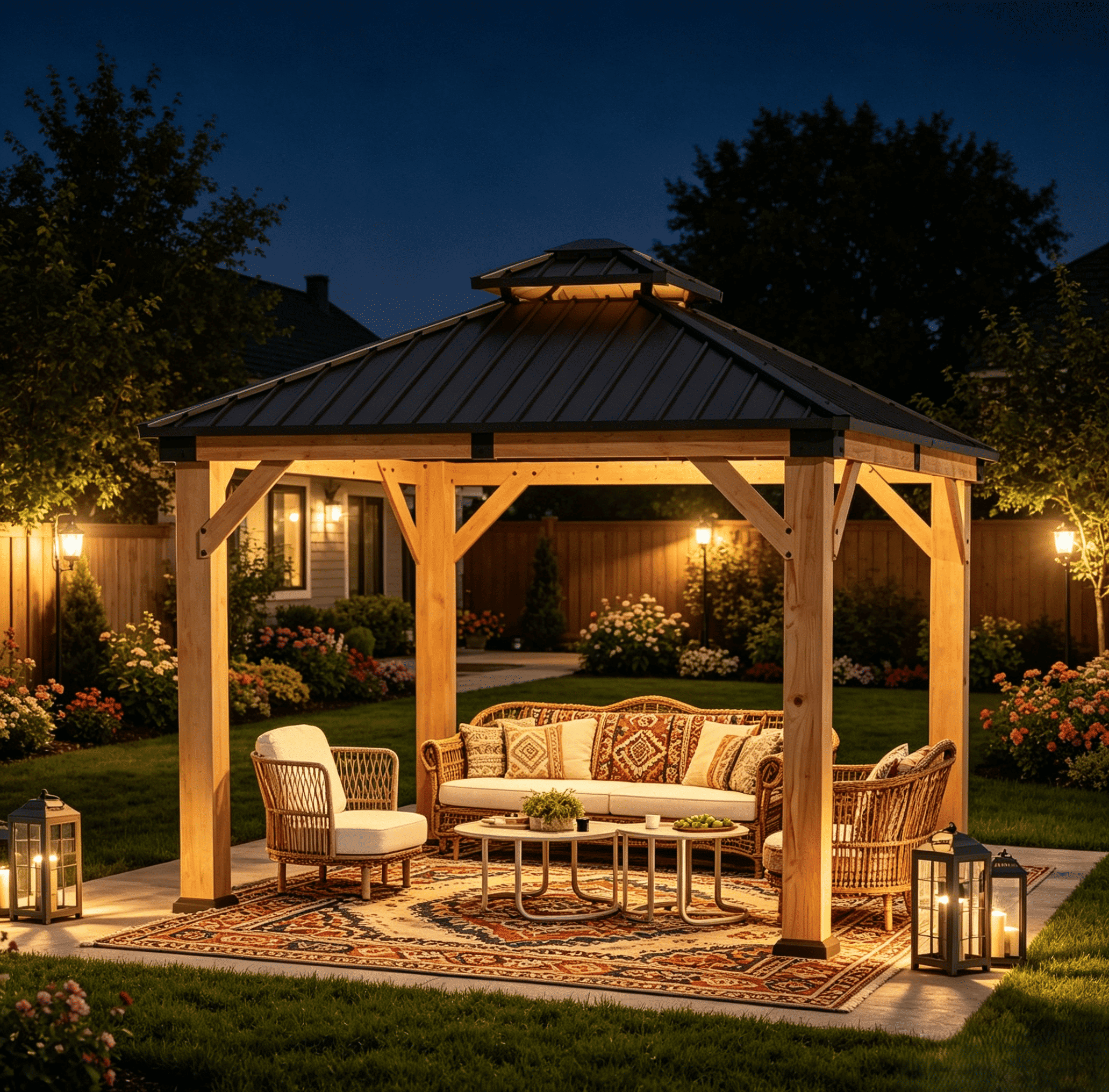 Clouddwell 10' × 10' Cedar Wood Hardtop Gazebo with Ventilated Double-Tier Metal Roof for Outdoor Patio & Backyard