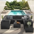 thumbnail image 1 of Clouddwell 10-Piece Patio Furniture Set On Sale, Black Rattan Wicker Outdoor Sectional Sofa Couch with Table Patio Conversation Set for Lawn& Backyard, Gray, 1 of 6