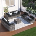 thumbnail image 1 of Clouddwell 10 Piece Patio Furniture Set Wicker Rattan Patio Conversation Set Outdoor Sectional Sofa Set with Coffee Table and Black Cushions(Waterproof Cover Included), 1 of 6