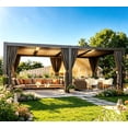 thumbnail image 1 of Clouddwell 12' × 20' Adjustable Louvered Pergola, Outdoor Aluminum Pergola with Curtains & Netting for Backyard, Deck & Poolside, Gray, 1 of 6
