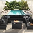 thumbnail image 1 of Clouddwell 12-Piece Patio Furniture Set With Fire Table On Sale, Black Rattan Wicker Outdoor Sectional Sofa Couch with Table Patio Conversation Set for Lawn& Backyard, Black, 1 of 6