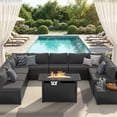 thumbnail image 1 of Clouddwell 12-Piece Patio Furniture Set With Fire Table On Sale, Black Rattan Wicker Outdoor Sectional Sofa Couch with Table Patio Conversation Set for Lawn& Backyard, Gray, 1 of 7
